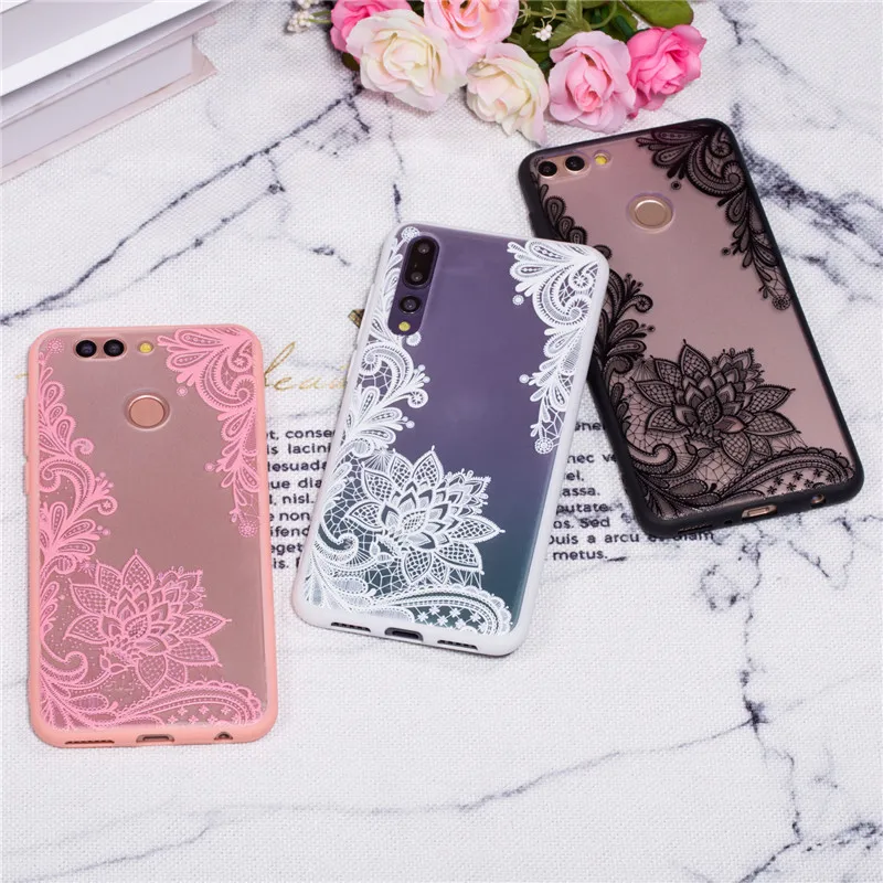 Case For Huawei P20Lite Cases Luxury 3D Relief Lace Flower TPU + PC Silicone Case For Huawei P8 P9 P10 P20PRO Mate10 Case Coque (3)