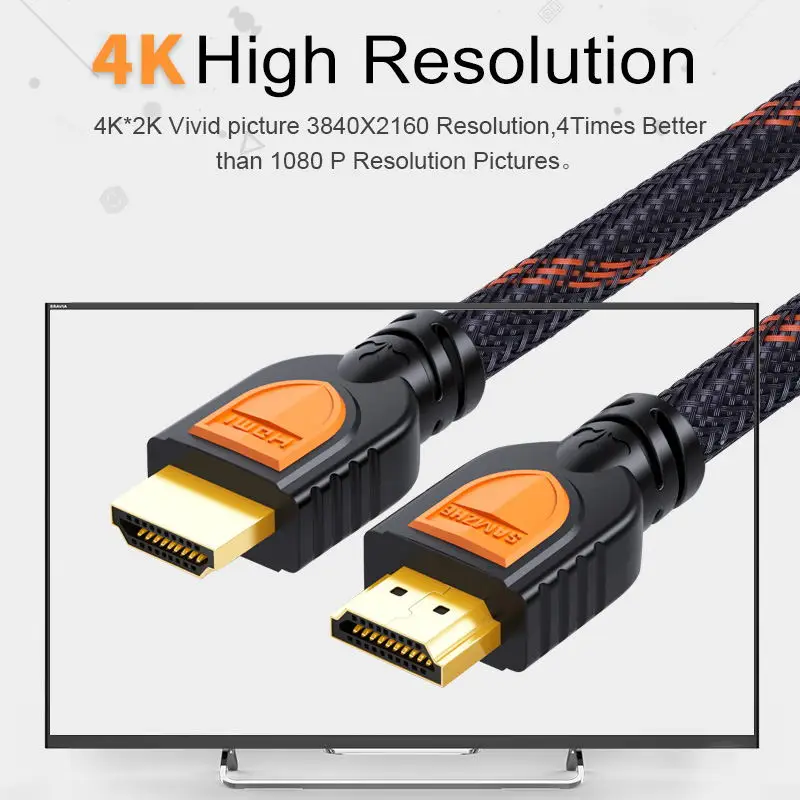 SAMZHE 4 K/60Hz HDMI إلى HDMI 2.0 كابل HDR 3D دعم للتلفزيون المحمول كمبيوتر محمول LCD PS3 العارض الكمبيوتر كابل SAMZHE 4 K/60Hz HDMI إلى HDMI 2.0 كابل HDR 3D دعم للتلفزيون المحمول كمبيوتر محمول LCD PS3 العارض الكمبيوتر كابل