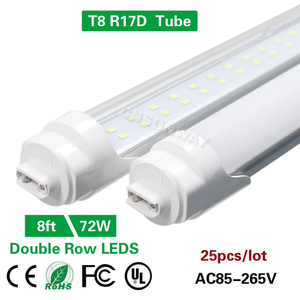 Vente Double Rangée 8ft T8 R17D 2.4 m tube mené SMD2835 barre de bande menée Ampoule 72 W Remplacer 96 refroidisseur porte boutique garage lumière fluorescente 25 pièces