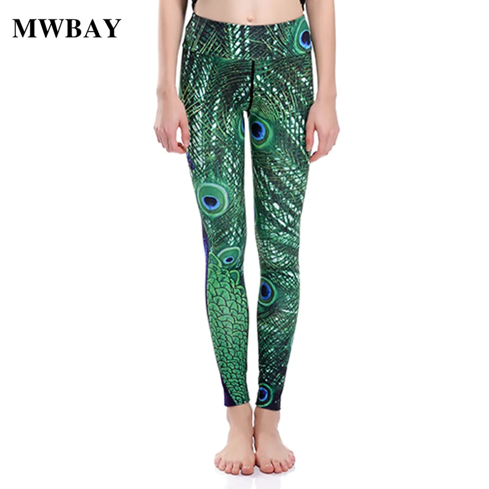 MWBAY The Feather of Peacock Lulu Leggings Female Fitness Camouflage