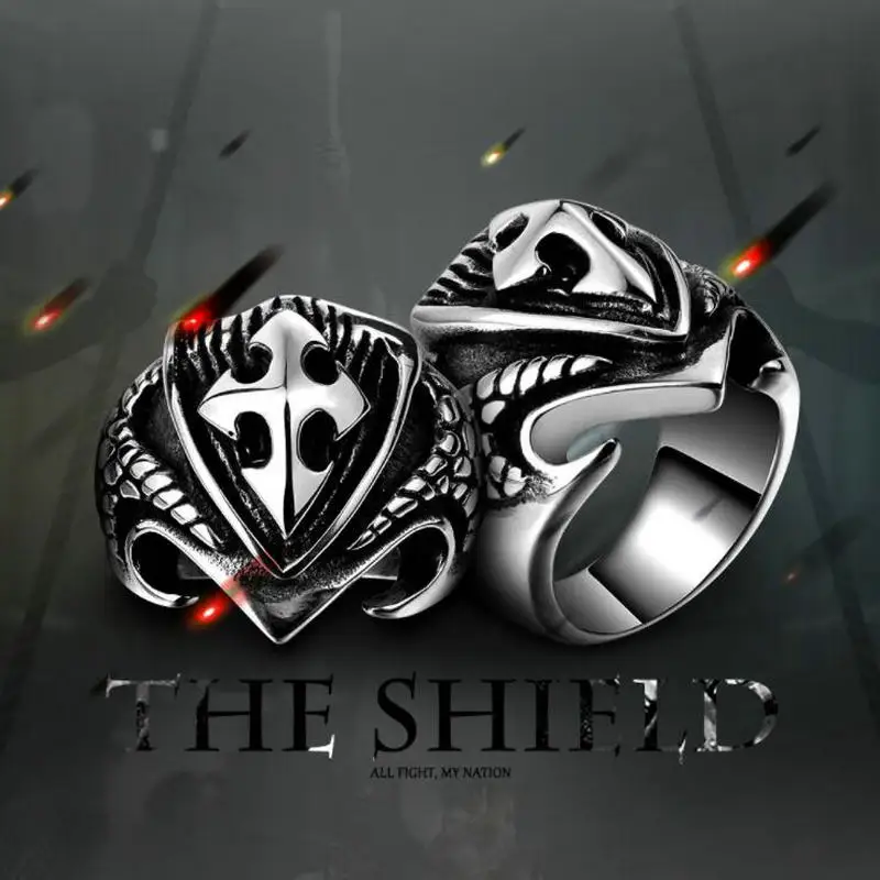 buy Men #039;s stainless steel ring Creative cross eagle claw ring Titanium steel eagle claw ring