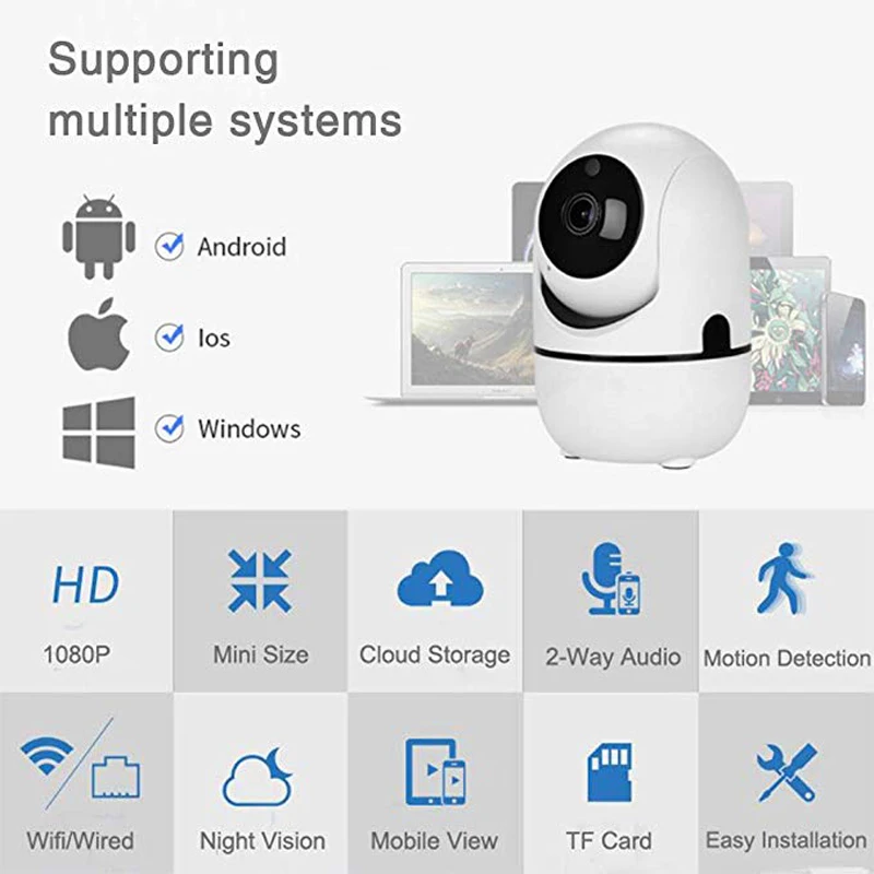 Wdskivi, Авто трек, 1080 P, IP камера, наблюдение, безопасность, детский монитор, WiFi, беспроводная камера, мини умный будильник, CCTV, камера для помещений