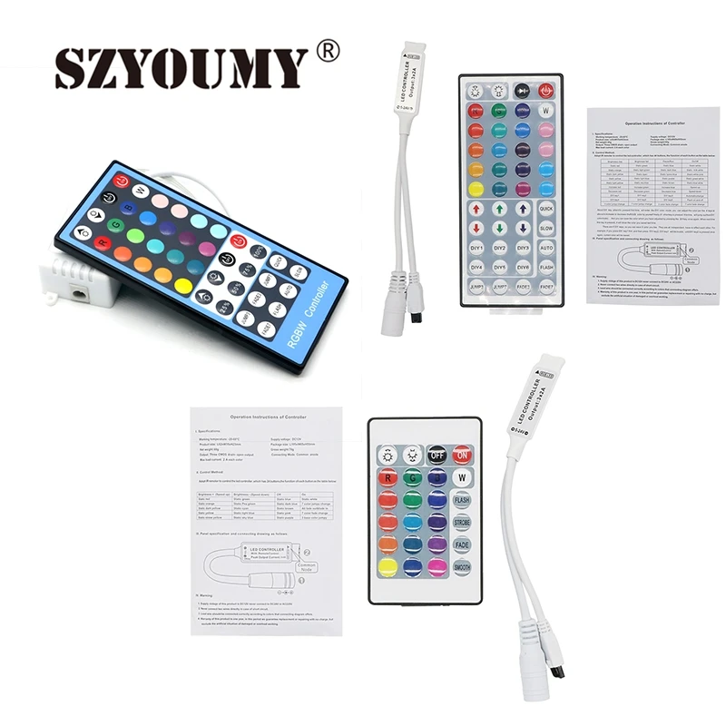 buy SZYOUMY Free Shipping 3528 5050 RGB LED Strip Light Mini 24 44 Key RGB IR Remote Wireless Controller 40 Key RGBW Led Controller