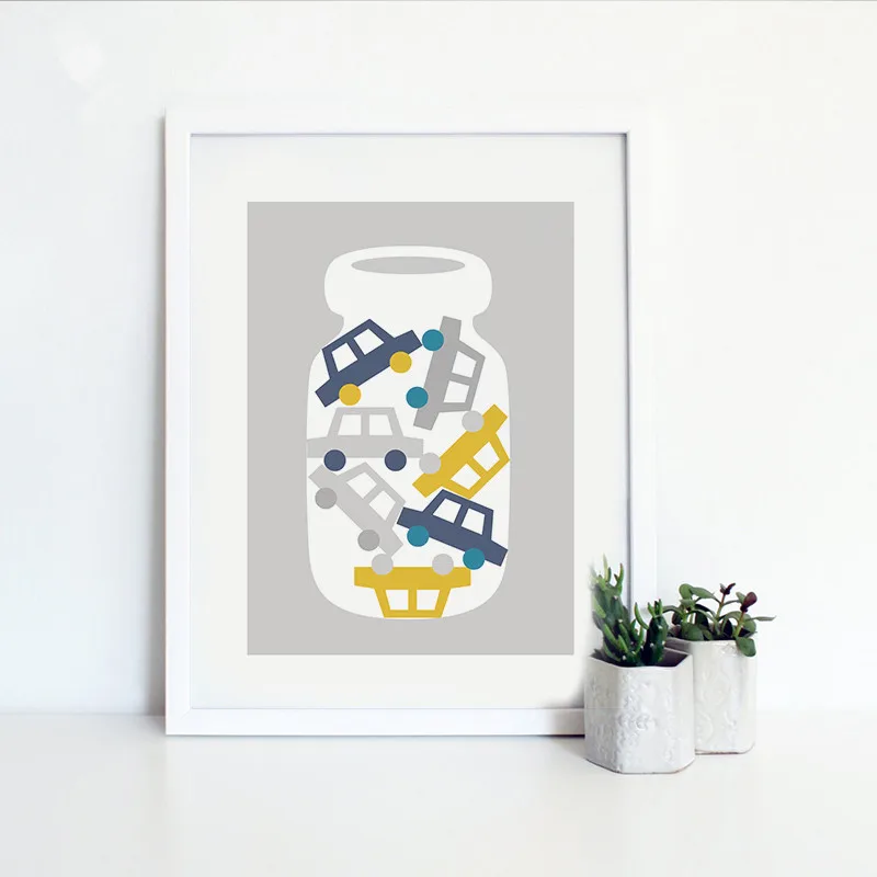 Modern-Nordic-cute-Warm-family-car-bottle-Poster-Print-Nursery-Wall-Art-Picture-Canvas-Painting-No (1)