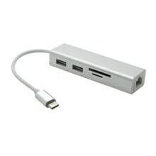 Металлический Тип C концентратор USB кабель-Переходник usb C на 2 шт. Порты USB SD/TF карты Интерфейс RJ45 конвертер
