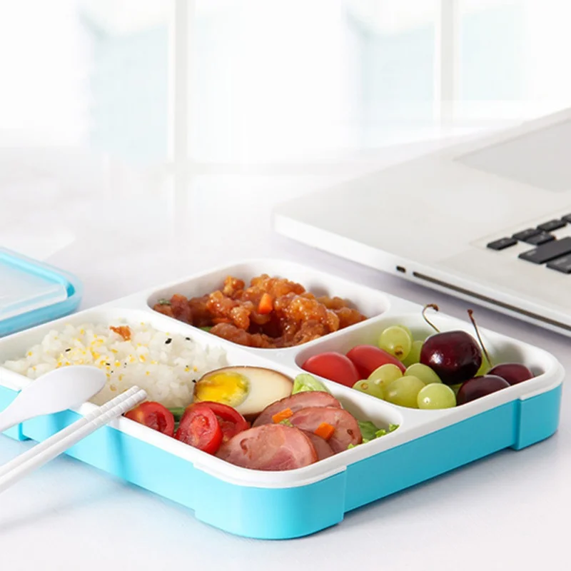 

3/4 Grids Double-layer Microwave Oven Lunch Box Ultra-thin Snack box Sealed Leakproof Plastic Bowl for Student Office Worker
