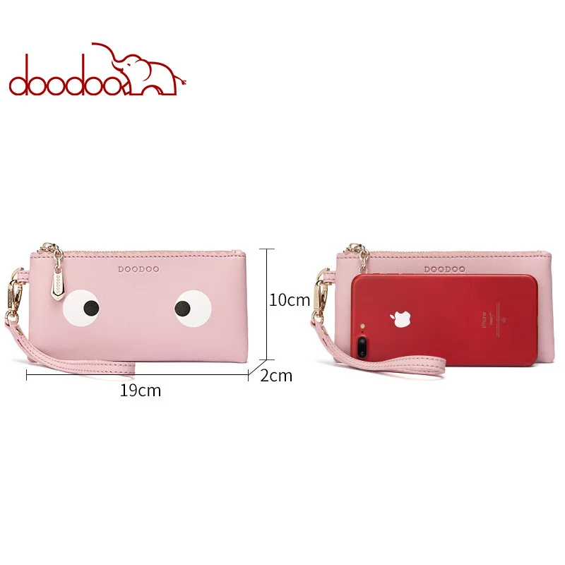 

DOODOO Women Leather Wallet Clutch Purse Lady Short Handbag Bag Slim Mini Wallet Women Long Clutch Female New Purse Coin Holder