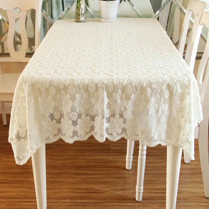 

Beige White Lace Table Hollow Tablecloth Rectangular Party Kitchen Tablecloths Covers Dining Table Cover Cloths Tablecover W31