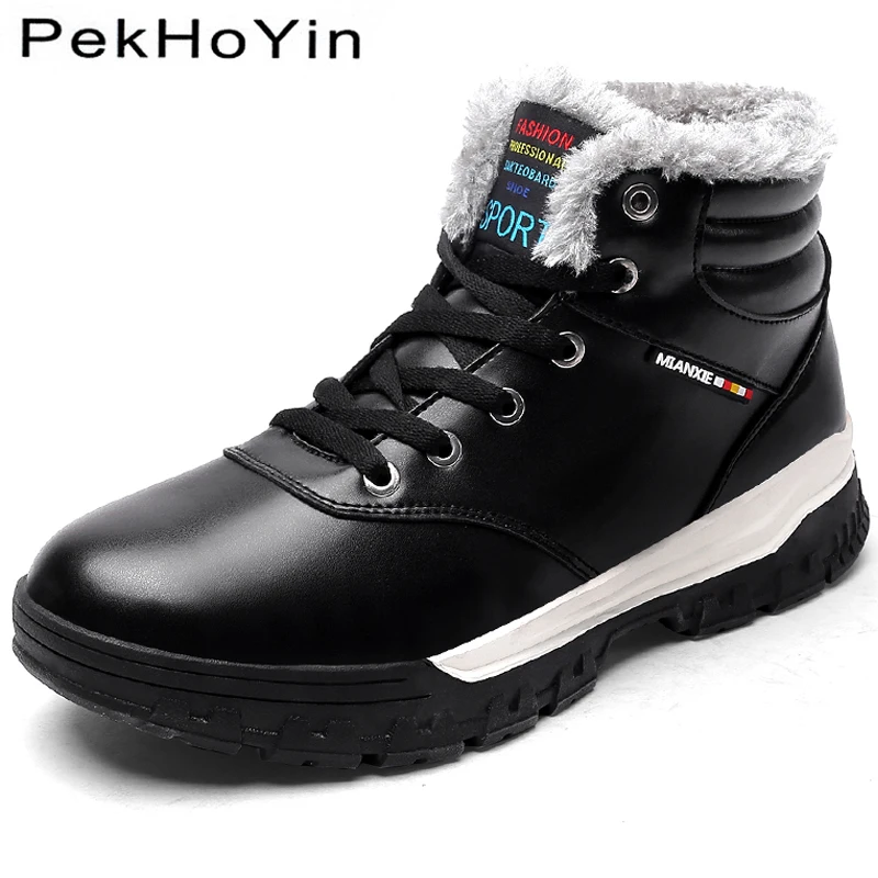 High Top Leather Winter Warm Men Boots Shoes Fashion Sneakers Footwear