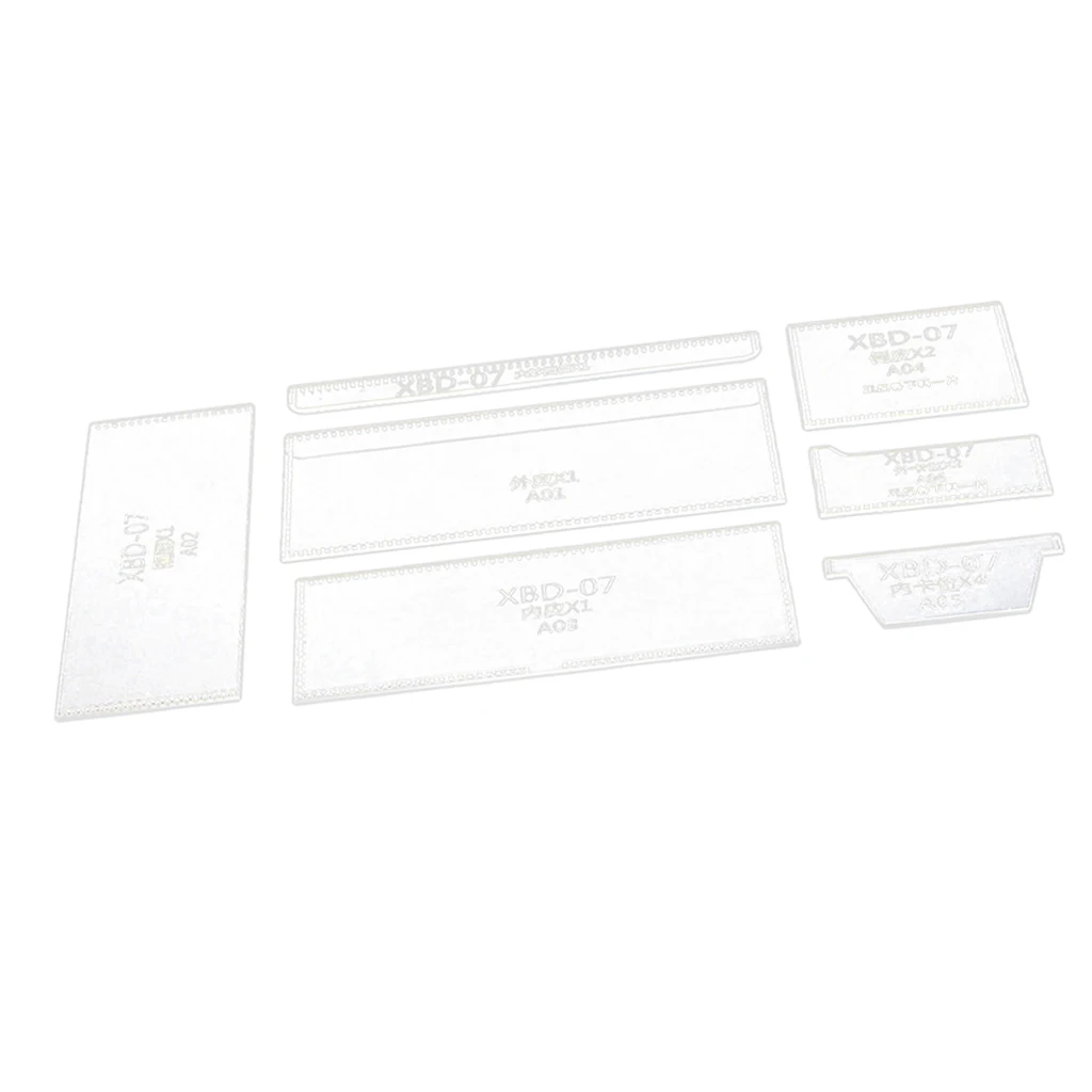 7 Pieces Leather Craft Handmade Clear Acrylic Purse Short Wallet Pattern Stencils Templates