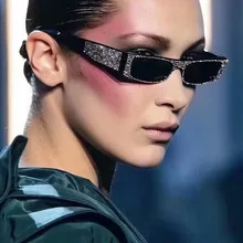 Квадратные Солнцезащитные очки с бриллиантами, женские брендовые солнцезащитные очки маленького размера с кристаллами, женские солнцезащитные очки, новые градиентные очки, зеркальные Оттенки UV400