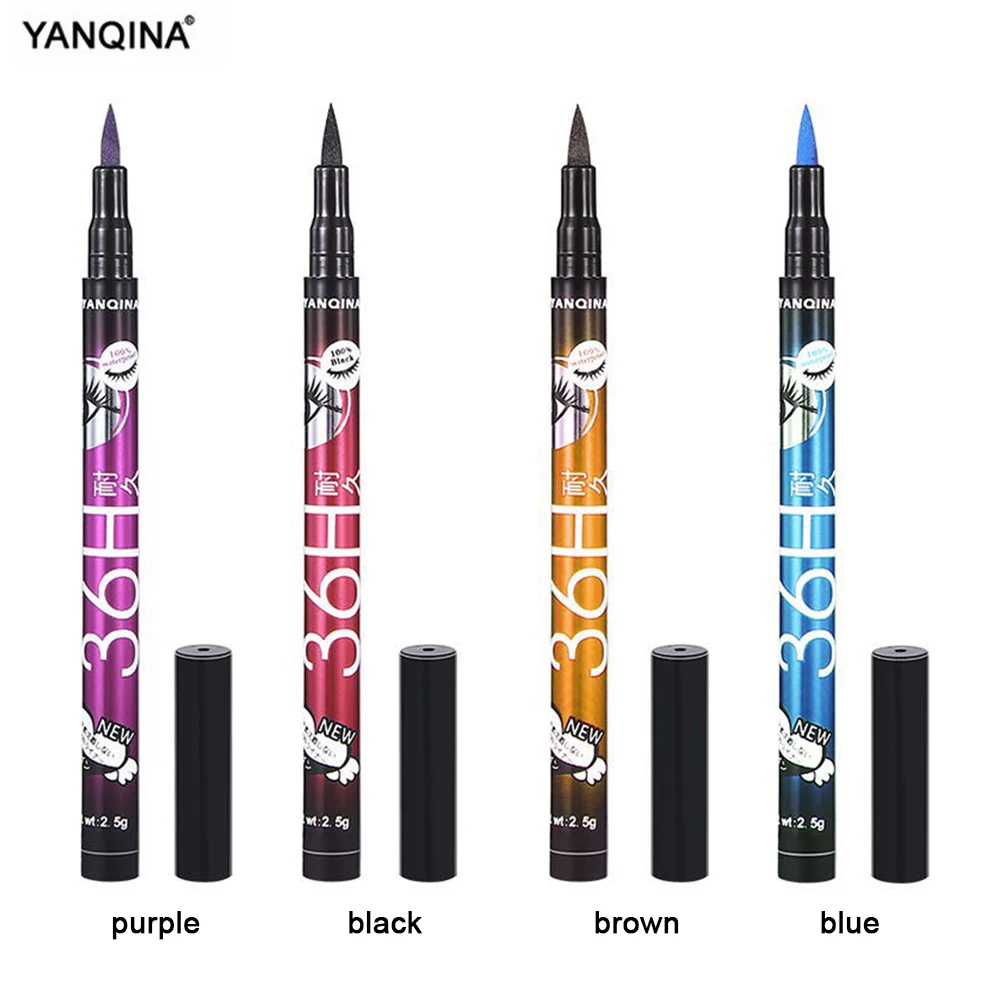 YANQINA, 36 H, черная водостойкая жидкая подводка для глаз, ручка для макияжа, красота, косметика, стойкий карандаш для подводки глаз, инструмент для макияжа, тени для век