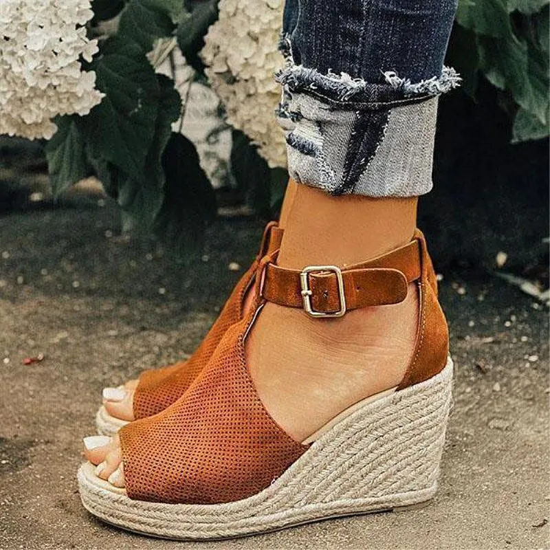 open toe wedge high heels