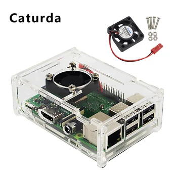 

For Raspberry Pi 3 Model B Acrylic Case Transparent Box Shell + Cooling Fan suitable for Raspberry Pi Model B 3B Plus Enclosure