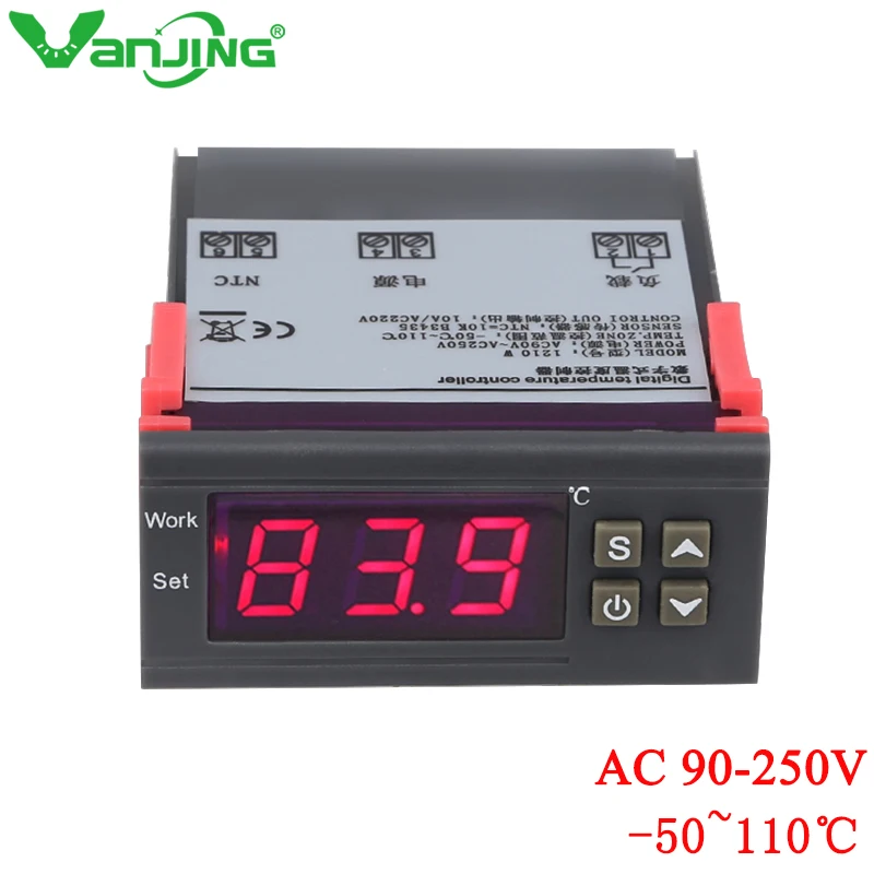 

250V Digital Temperature Controller Thermostat Thermometer Thermoregulator for incubator Relay LED 10A Heating Cooling Switch