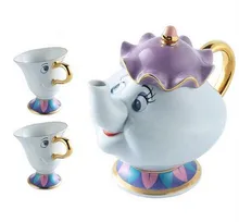 

Free Shipping Cartoon Beauty And The Beast Teapot Mug Mrs Potts Chip Tea Pot Cup 2PCS One Set for friend Gift