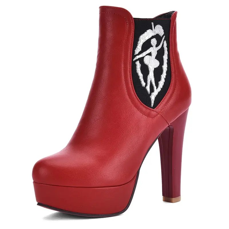 

2016 New Fashion Size 31-43 Women Ankle Boots Square Heel High Heel Side Zipper Shoes Woman Design Winter Women Shoes BootsXD694