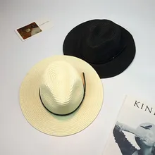 Новые женские sombreros женские летние шляпы классический черный пояс Панама солнечные шляпы пляж Джаз-шляпы для женщин