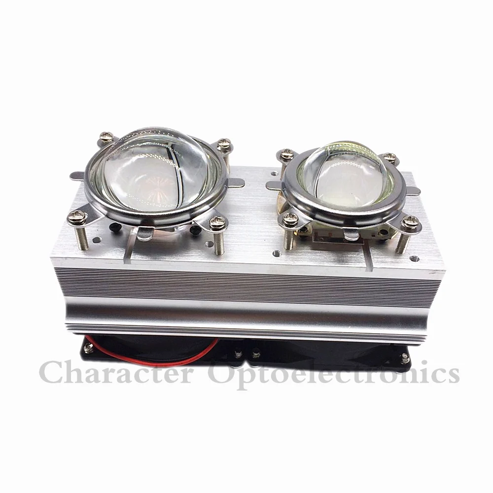 2PCS 100W 200W High Power LED Heatsink cooling with fans 57mm /44mm / Lens +Reflector Bracket