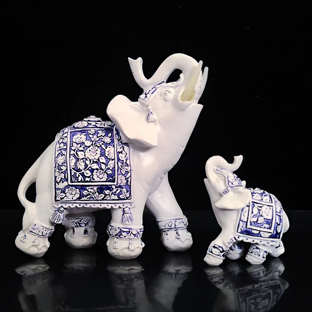 White Porcelain Elephant Figurines Feng Shui Elephants Unicornucopia