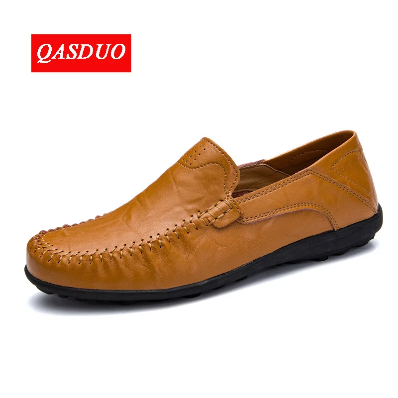 QASDUO Handmade Moccasins Soft Leather  Men Casual Shoes Fashion Top Quality Driving Moccasins Slip On Loafers Zapatos Hombre