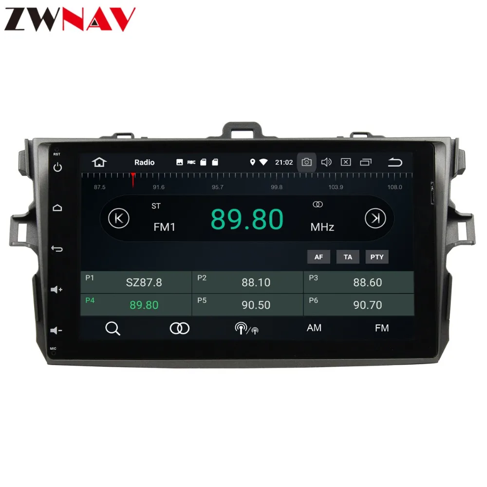 Top ZWNAV Android 9.0 9 Inch Car DVD Player GPS navigation For TOYOTA COROLLA  2006-2011 head unit multimedia player tape recorder 2