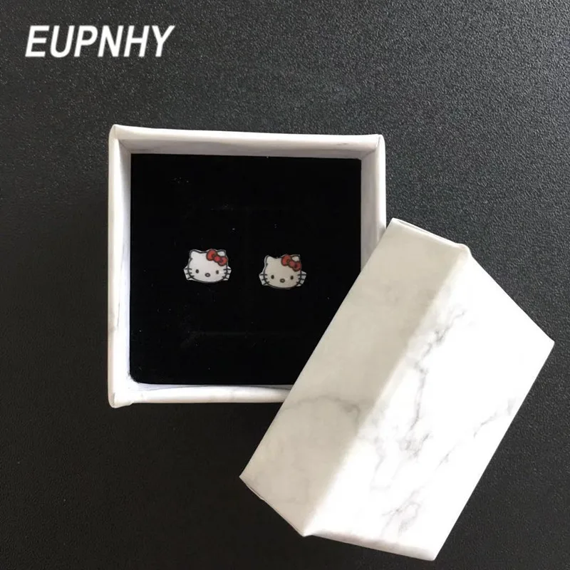 

EUPNHY 1Pair Cartoon Hello Kitty Piercing Earring Anti Allergy Stud Earrings for Women Girls Piercing Body Jewelry Gifts
