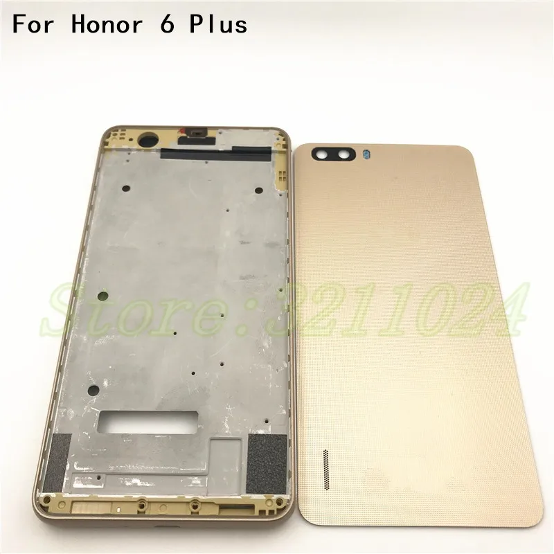 

LCD Holder Front Frame Battery Back Cover For Huawei Honor 6 Plus Housing Case With Power Volume Button+Camera Lens