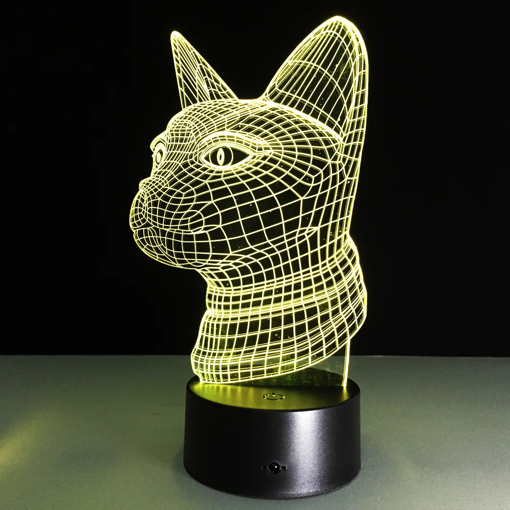 Животных кошка голова Форма удаленного ночник красочные светодиодный 3D