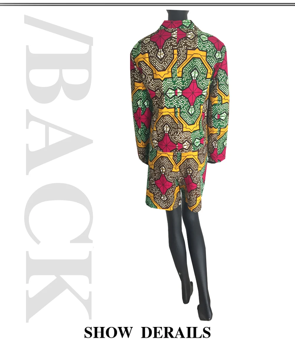 Осенний Африканский женский костюм из двух частей AFRIPRIDE, индивидуальное пальто+ брюки до колен, супер батик, хлопок размера плюс, A722634