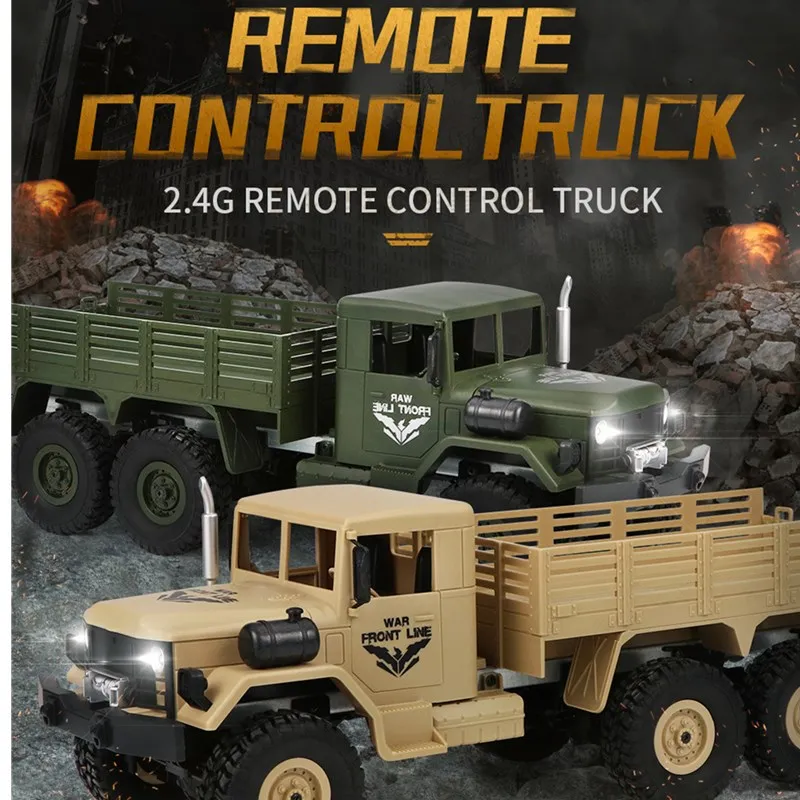 

Q64 1/16 2.4G 6WD Rc Car Military Truck Off-road Rock Crawler RTR Toy 6 Wheels Racing Toys For Children Kids New Year Gifts