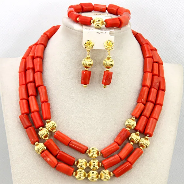 Genuine Coral Beads Necklace Jewelry Nigerian Wedding African Coral