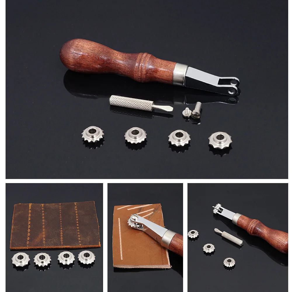 4 в 1 кожевенный инструмент для рукоделия, инструмент для удаления отверстий, ткань для рукоделия, кожаная стежка, роликовая Скалка, инструменты для рукоделия