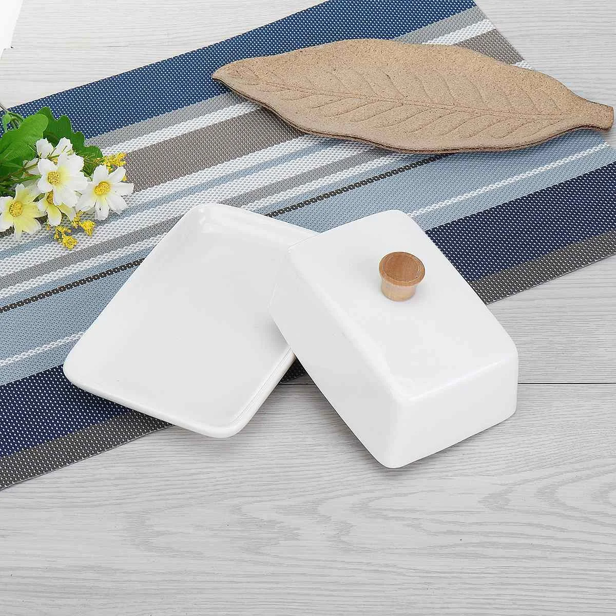

6/8 Inch Top Ceramic Butter Dish Box Container Holder Butter Cheese Plates Server Storage Keeper Tray Easy to Hold Lid