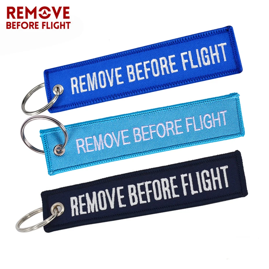 Remove Before Flight Keychain for Important Things Tag Blue Embroidery Key Fobs OEM Key Chain Jewelry Aviation Gifts (40)