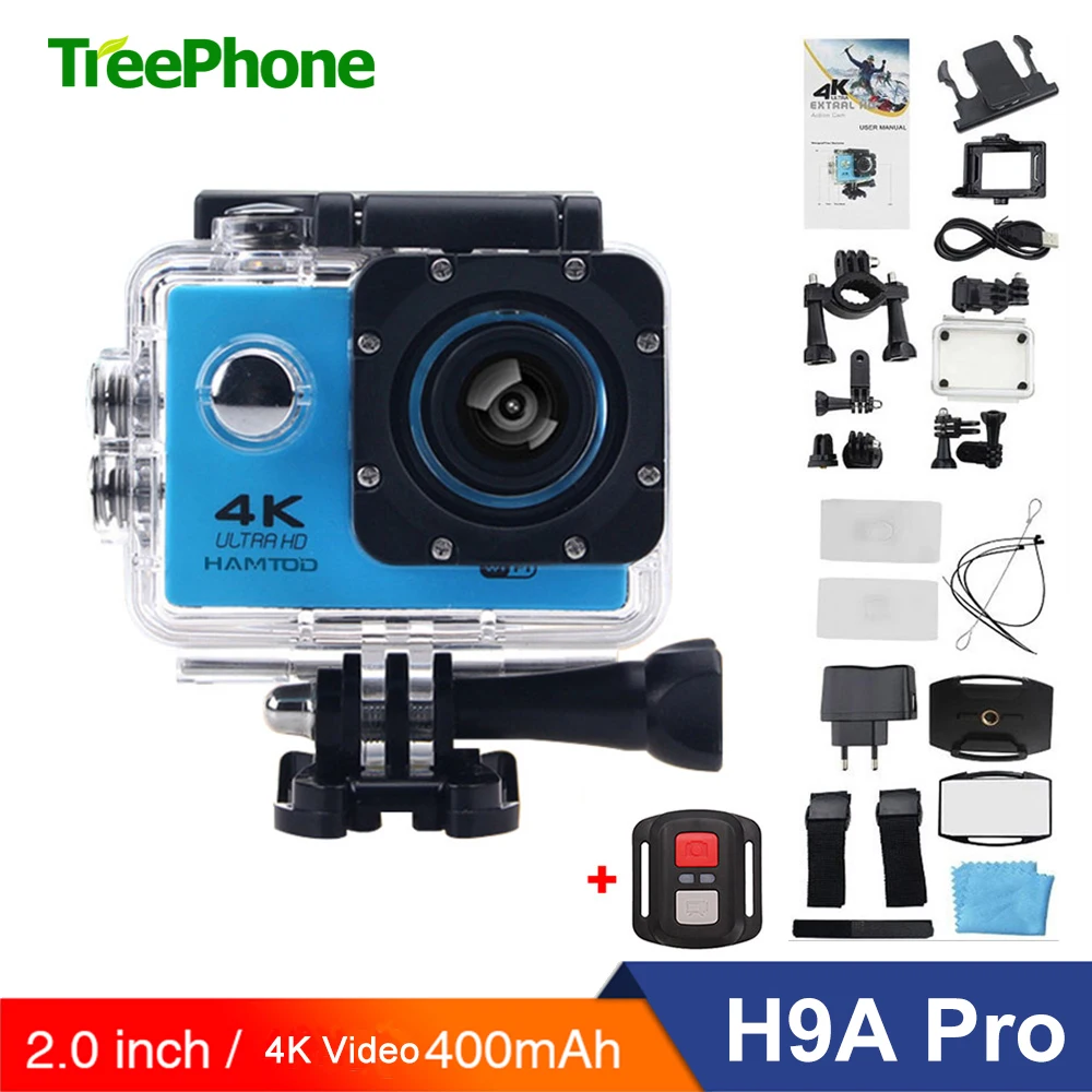 Экшн камера HAMTOD H9A Pro 4K HD WiFi с водонепроницаемым корпусом для дайвинга 2 0 дюйма ЖК