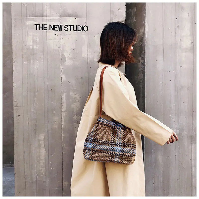 

MARFUNY High Quality Wool Buckets Handbags For Women Durable Weave Beach Bags Feminine Linen Woven Bucket Bag Mochila Feminina