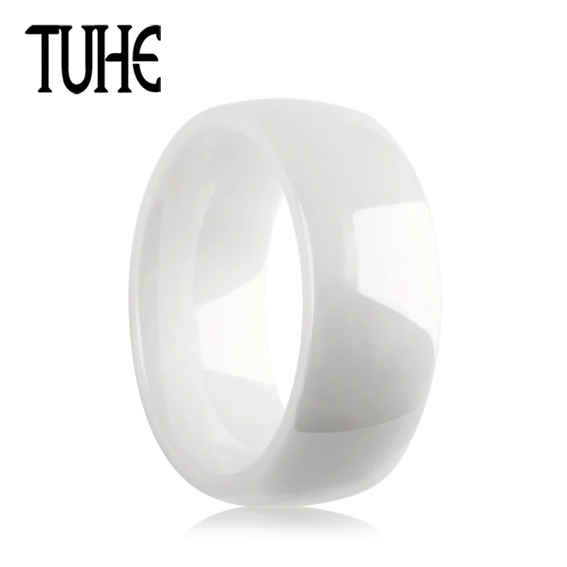 

TUHE 8mm Smooth Ceramic Ring Healthy Scratch Proof Prevent Allergy White Color Women Wedding Party Jewelry Top Quality Ring Gift