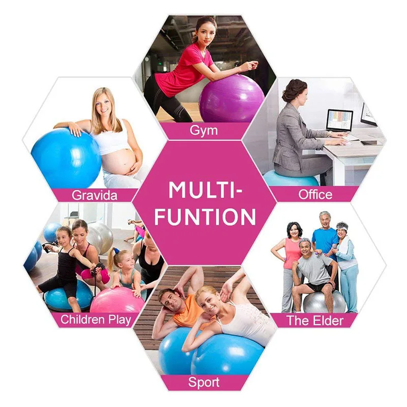 Fitness Yoga Balls 55cm 65cm Body Building Balance Sports Entertainment Exercise Ball Bola Pilates Workout Massage Gym Office Home (11)