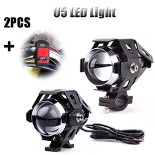 New Motorcycle Headlight 2pcs 125W U5 LED Driving Fog Light Spot Lamp Aluminum Alloy Super Bright Flash Lamp with Switch New Motorcycle Headlight 2pcs 125W U5 LED Driving Fog Light Spot Lamp Aluminum Alloy Super Bright Flash Lamp with Switch