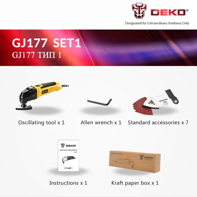 Заводской магазин DEKO GJ177 многофункциональная электрическая пила Осциллирующий триммер 110 В/220 В переменная скорость домашний Реноватор инструмент - Цвет: SET 1