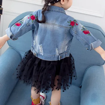 

Girls Jeans Denim Embroidery Infant Coats Jackets Kids Clothes Autumn Baby Girls Clothes