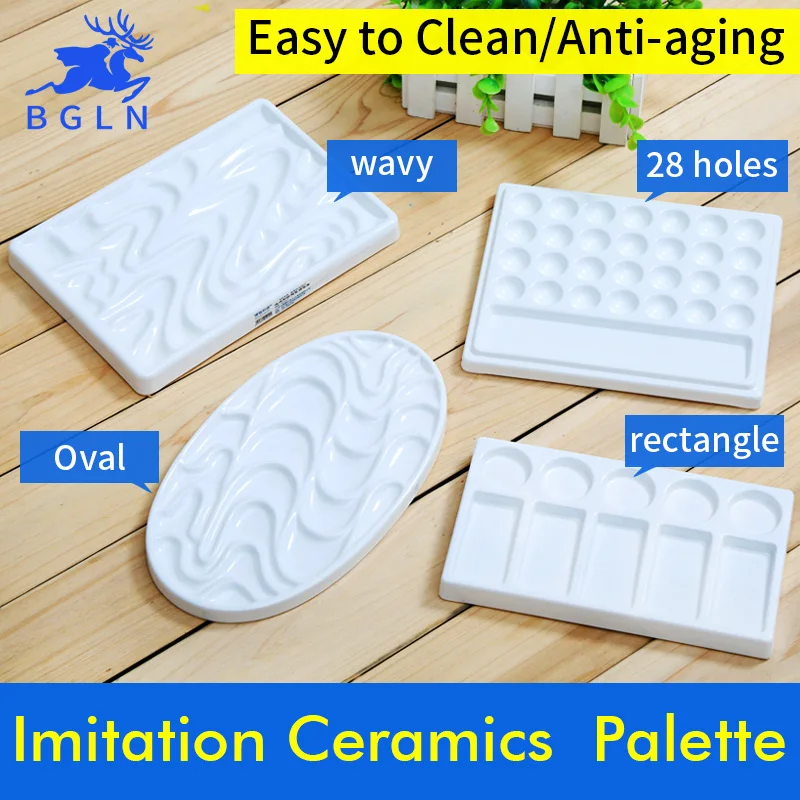 Bgln 1Pc Imitation Ceramics Watercolor Paint Palette Moisturizing Professional Watercolor Palette Art Supplies Paleta Acuarela bgln transparent moisturizing watercolor paint palette 24 grid professional art plastic palette watercolor palette art supplies