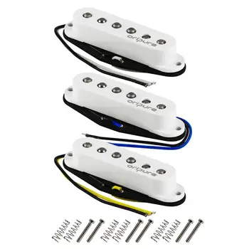 

OriPure 3PCS/Set of Vintage Alnico 5 Pickup Guitar Single Coil Pickup Neck/Middle/Bridge Staggered for FD Strat White Color