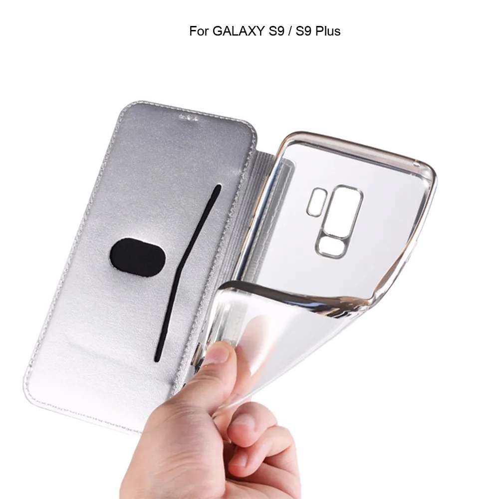 Шикарный кожаный чехол бумажник с откидной крышкой для телефона Samsung Galaxy s8 s9 Plus