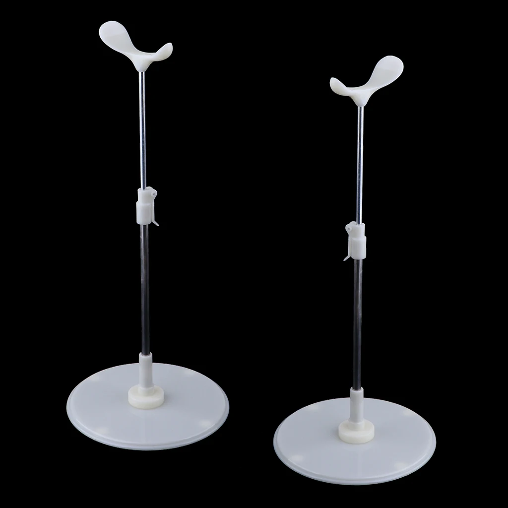 2pieces Adjustable 1/3 1/4 Doll Stand - White Doll Support for BJD 45-60cm Dolls Accessories