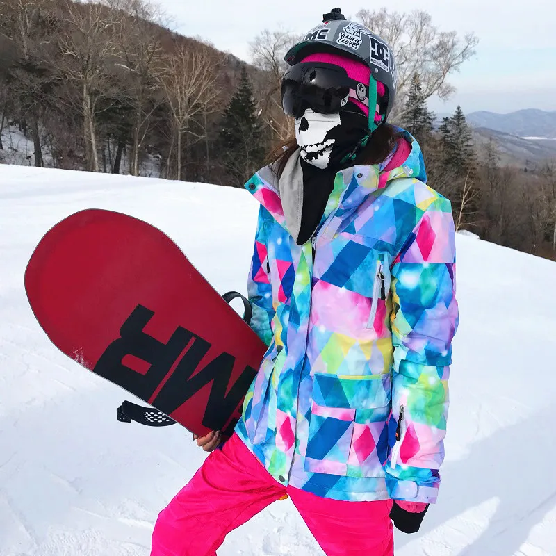Настоящий женский лыжный костюм, зимняя Лыжная куртка, костюм для сноуборда, комплекты для сноубординга, дышащий, ветрозащитный, водонепроницаемый, сохраняет тепло, Экипировка