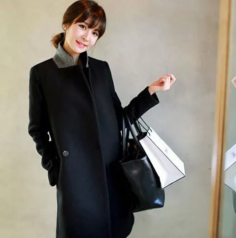 Новое Женское пальто casacos femininos, женское тонкое двубортное шерстяное пальто, осенне-зимнее шерстяное пальто, тонкое зимнее женское пальто - Цвет: Black Thicken