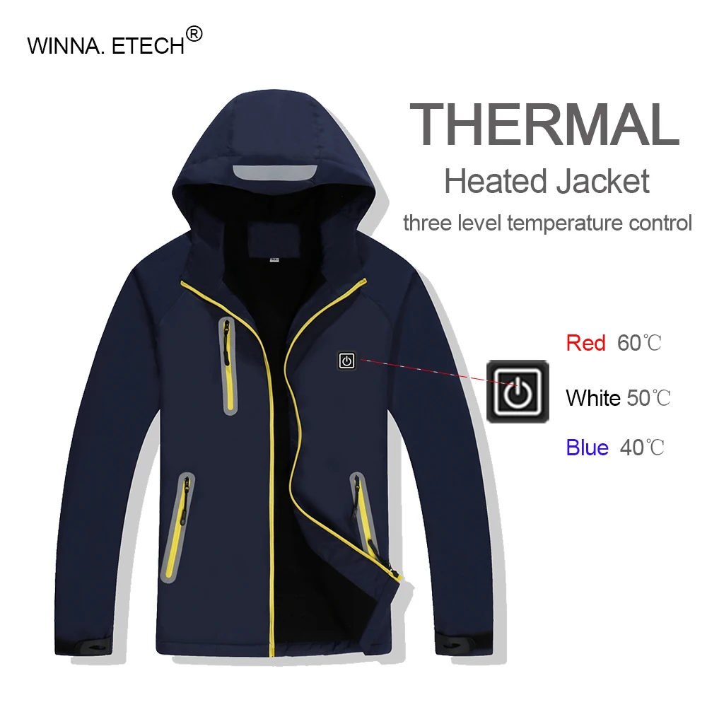 USB Heating Jacket Men Women Winter Outdoor Sport Heated Jacket Thermal
