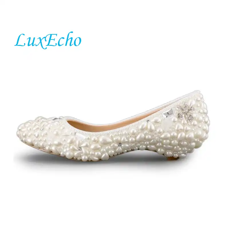 Handmade Ivory Pearl Wedding Shoes Low Heeled And High Heels Shoes